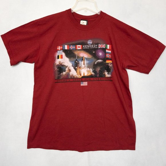 Vintage Kennedy Space Center Graphic T Shirt Space For Everyone Red Mens Large L - Picture 2 of 8